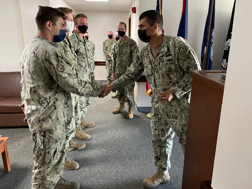 30th Naval Construction Regiment Awards Coins to Seabees of NMCB 11 for NIEX-G Support