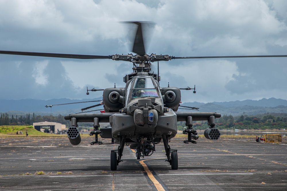 Apache on flight line  on Wheeler Army Airfield