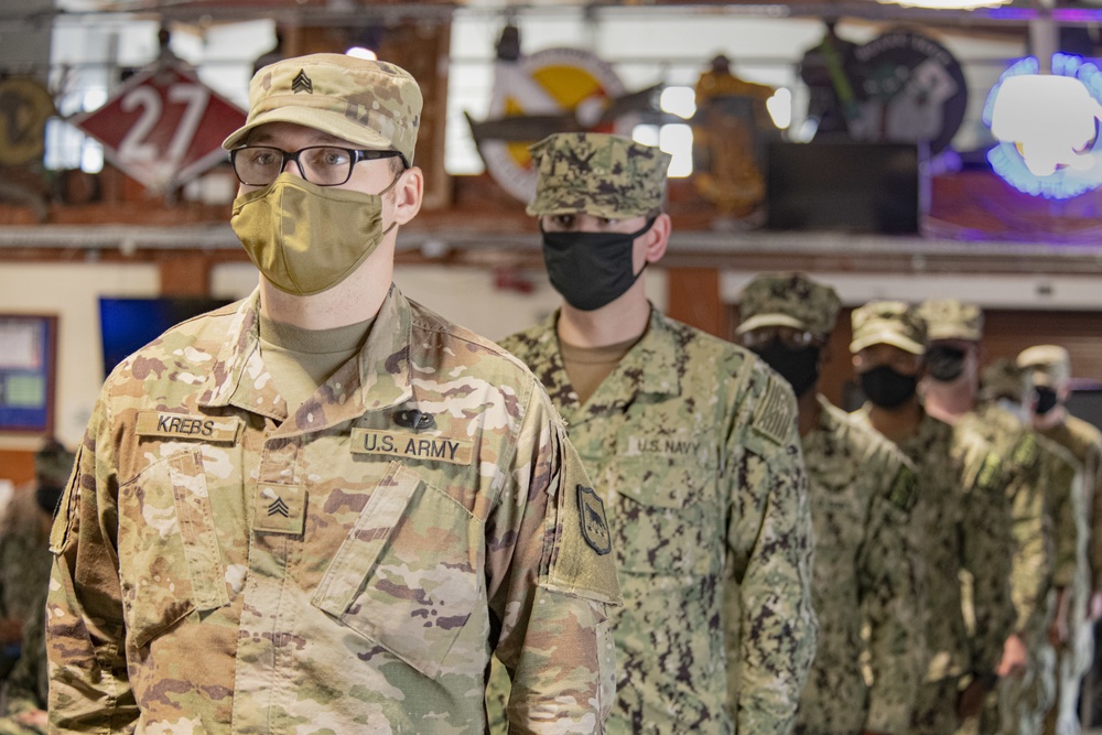 ARMY SOLDIERS RECOGNIZED BY NAVY DURING AWARDS CEREMONY AT CAMP LEMONNIER