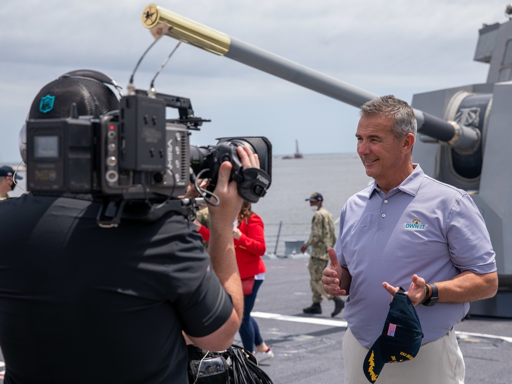 Jacksonville Jags Coach Urban Meyer Visits NAVSTA Mayport