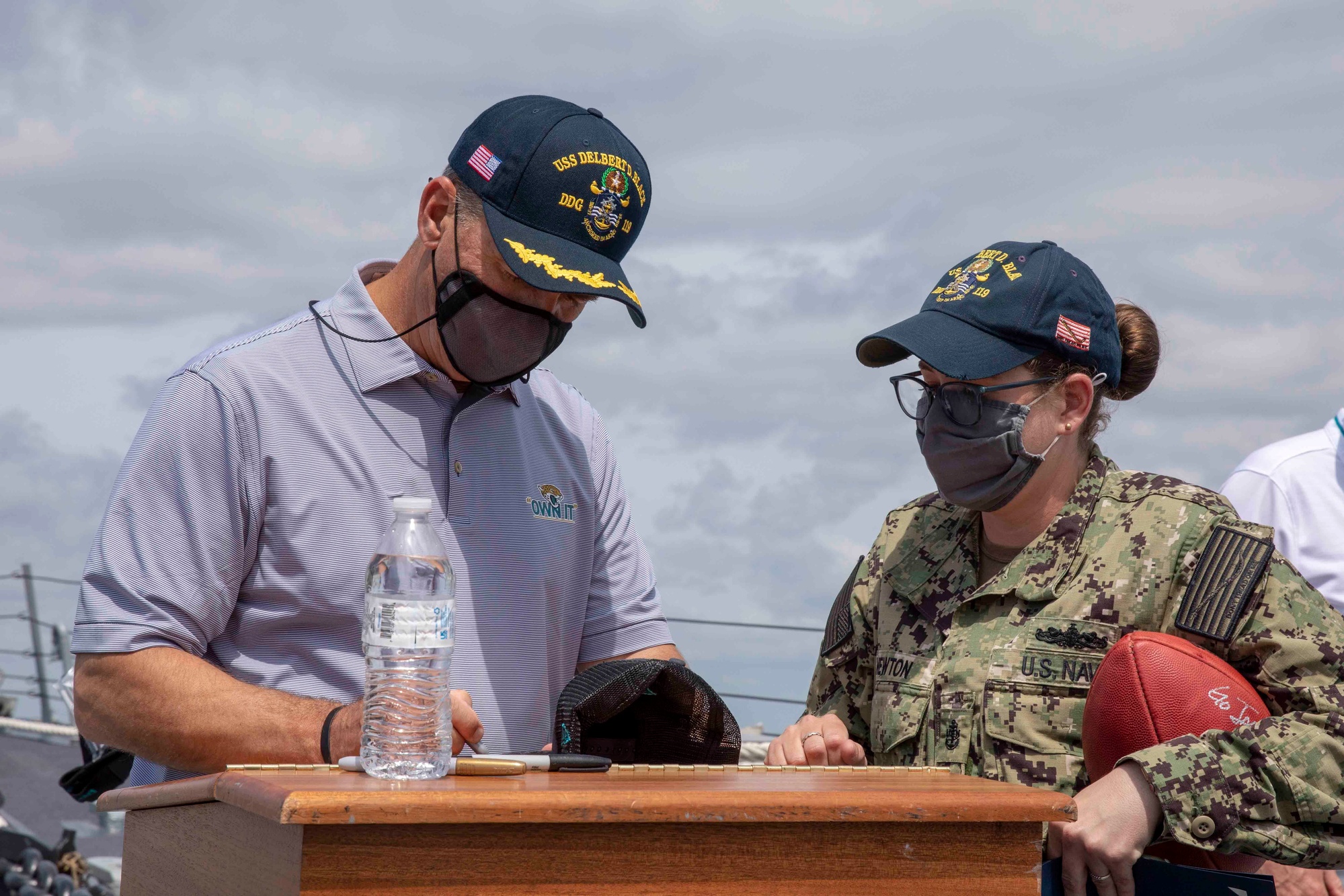 Jaguars Coach Urban Meyer visits USS Delbert D. Black > United States Navy  > News Stories