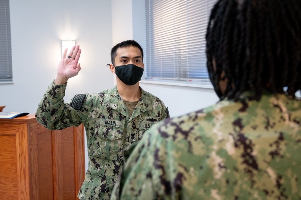 RP2 Arvin Malin reenlistment ceremony