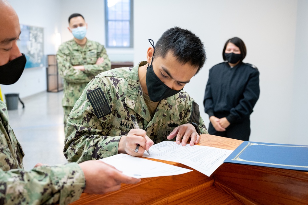 RP2 Arvin Malin reenlistment ceremony