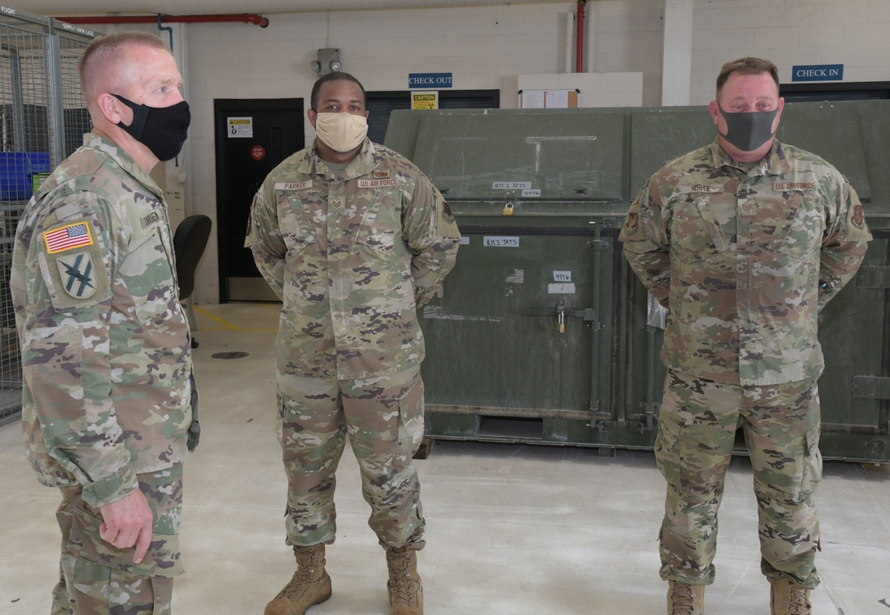 Photo of Maj. Gen Thomas Carden Visiting 116th and 461st Air Control Wing Airmen