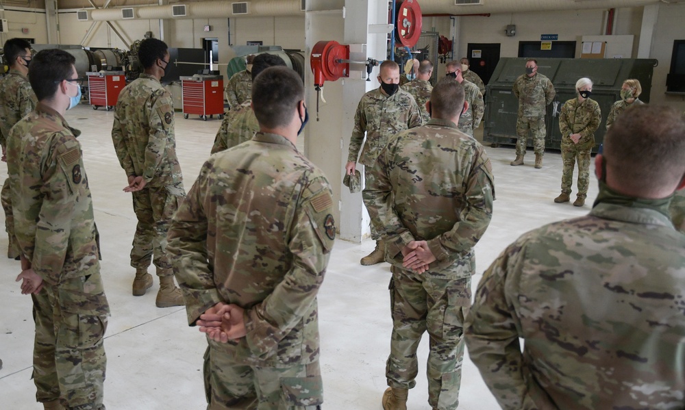 Photo of Maj. Gen Thomas Carden Visiting 116th and 461st Air Control Wing Airmen