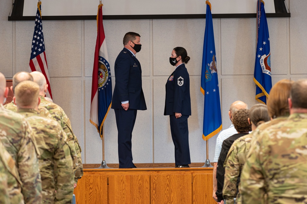 U.S. Air Force Senior Master Sgt. Lora Noble is promoted to chief master sergeant