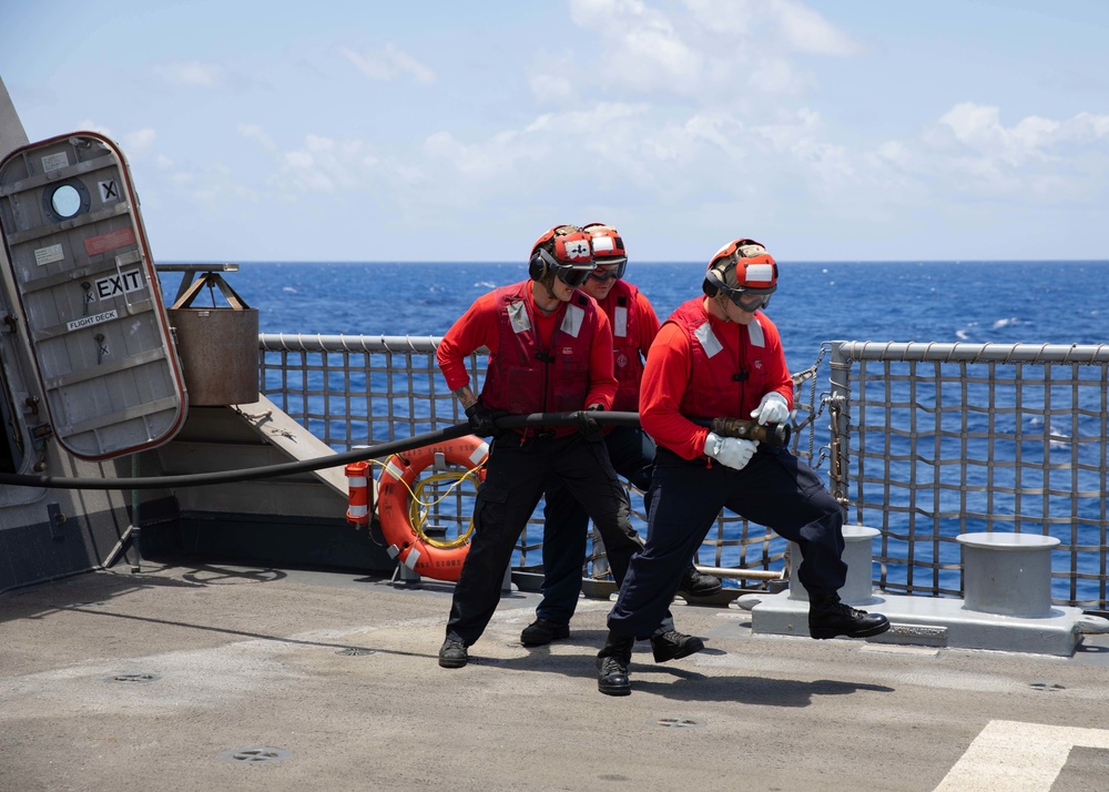 Sailors Participate in an Aviation Firefighting Drill on USS Sioux City
