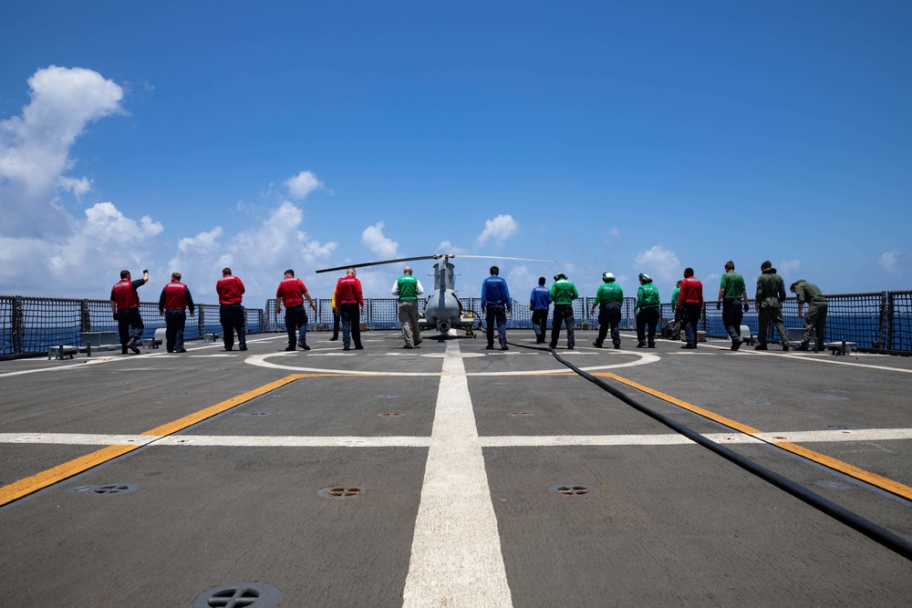 Sailors Conduct a FOD Walkdown on the Flight Deck of USS Sioux City