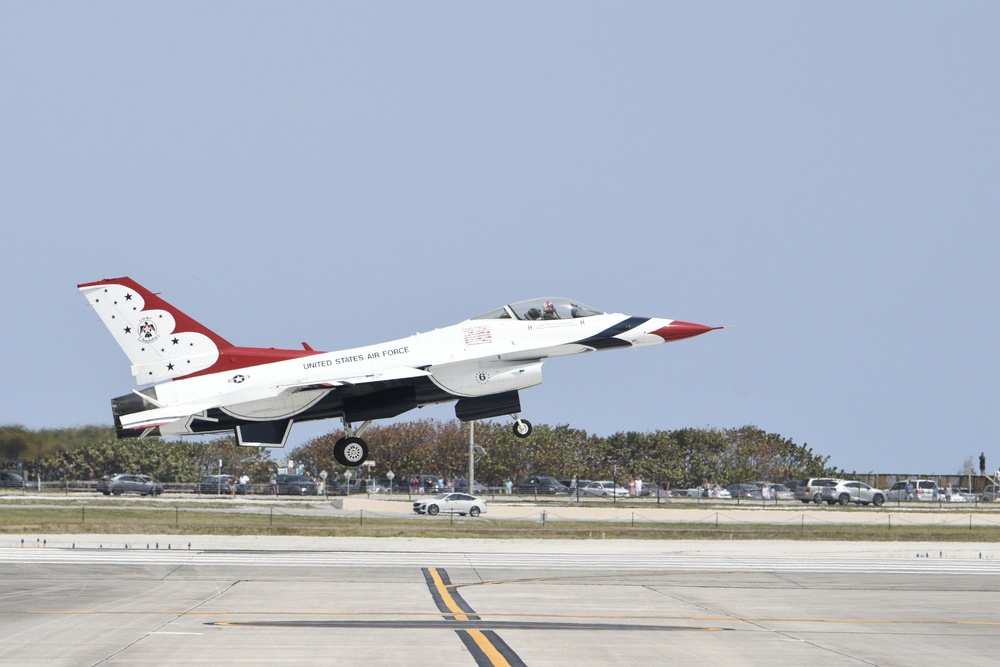 Thunderbirds arrive at Patrick Space Force Base for the Cocoa Beach air force show.