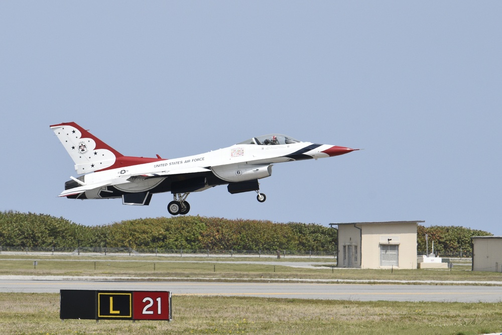 Thunderbirds arrive at Patrick Space Force Base for the Cocoa Beach air force show.