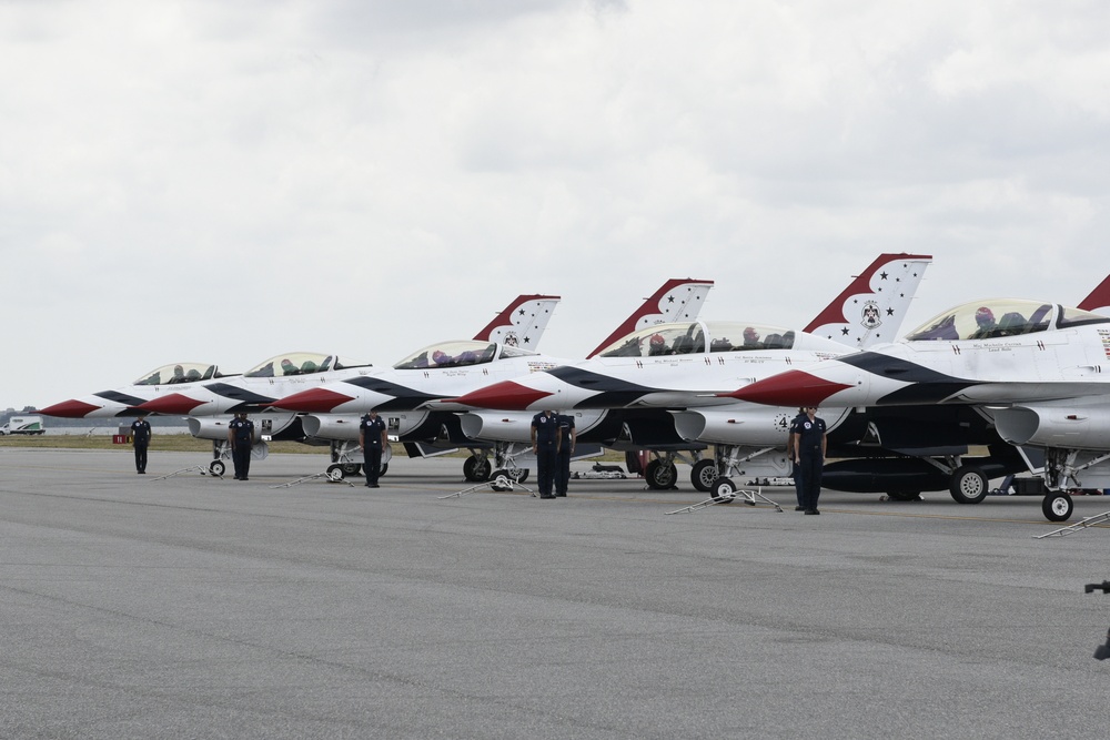 Thunderbirds arrive at Patrick Space Force Base for the Cocoa Beach air force show.