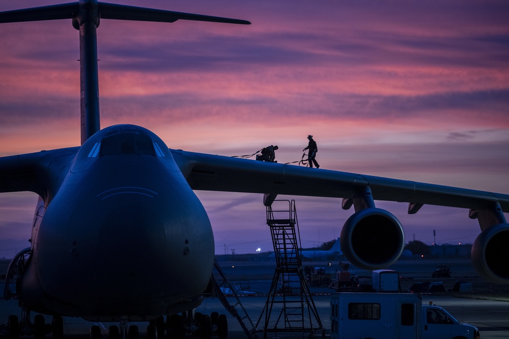 60th AMXS at Travis AFB during sunrise