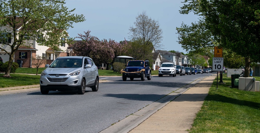 Teachers, faculty parade through housing celebrating Dover AFB military children