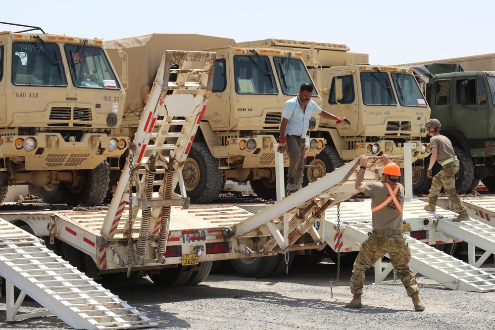 40th CAB equipment arrives at Camp Buerhing