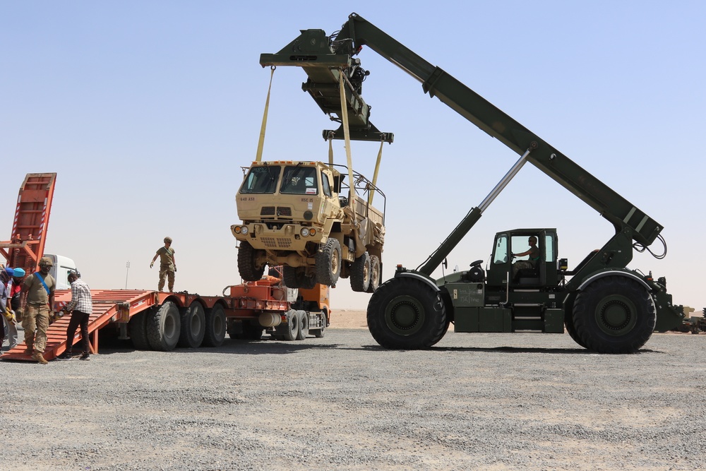 40th CAB equipment arrives at Camp Buerhing