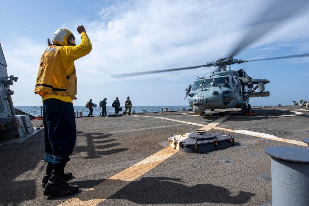 USS Laboon Conducts Flight Operations with HSC 7