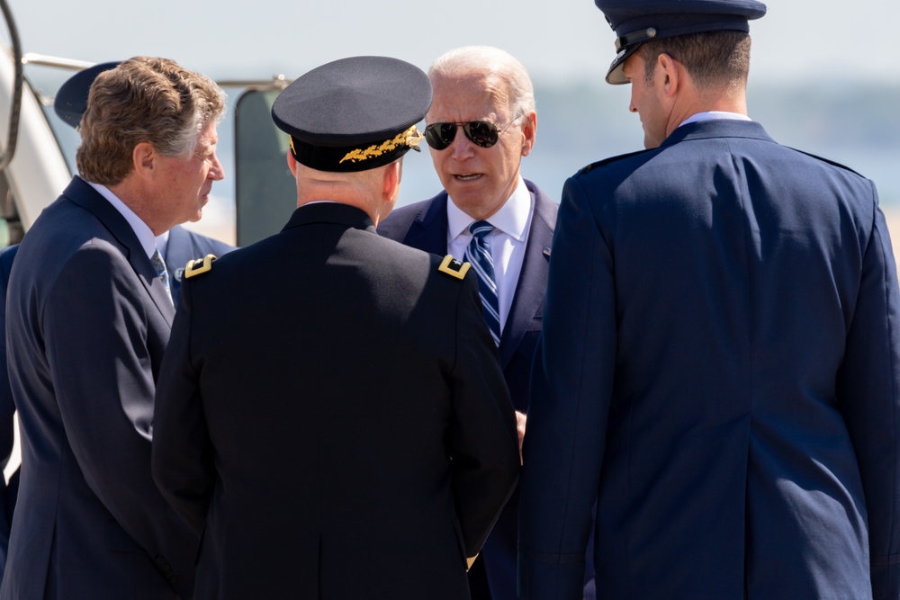 State Governor, R.I. National Guard leaders welcome President Biden to Rhode Island