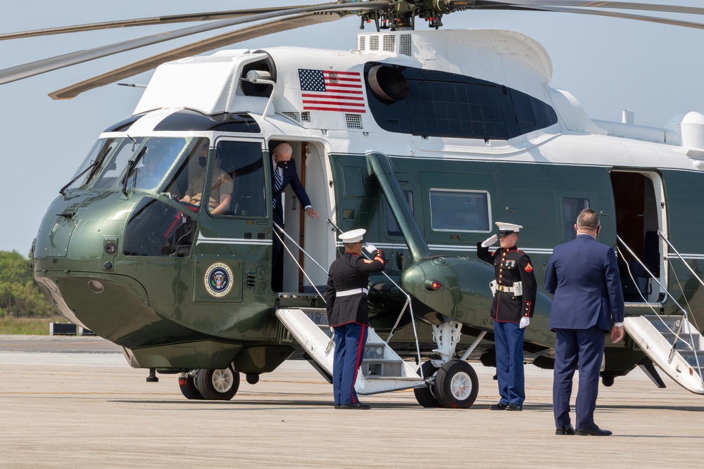 State Governor, R.I. National Guard leaders welcome President Biden to Rhode Island