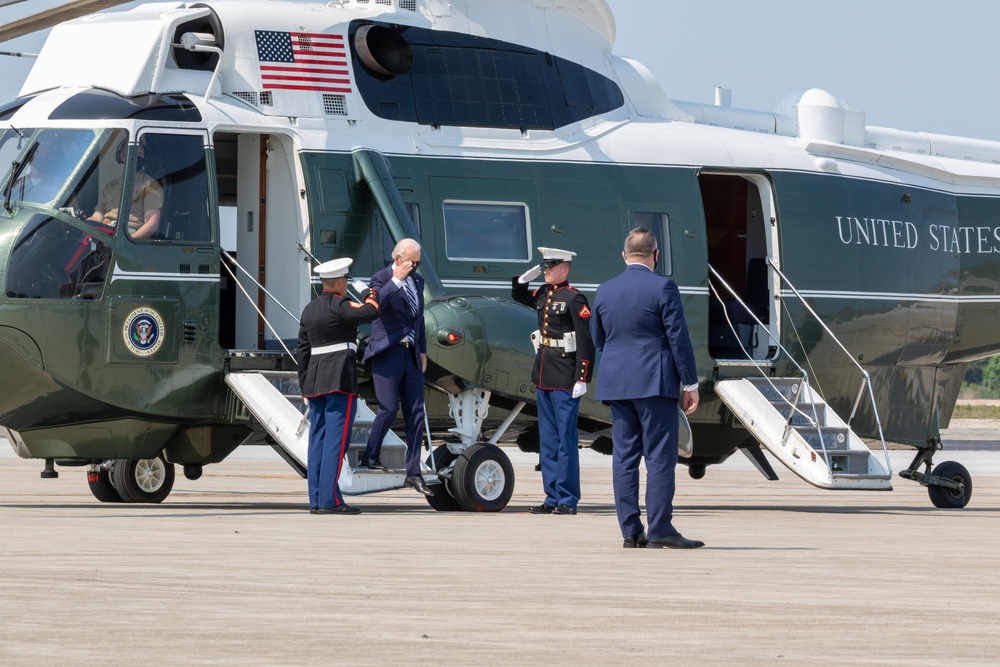 State Governor, R.I. National Guard leaders welcome President Biden to Rhode Island