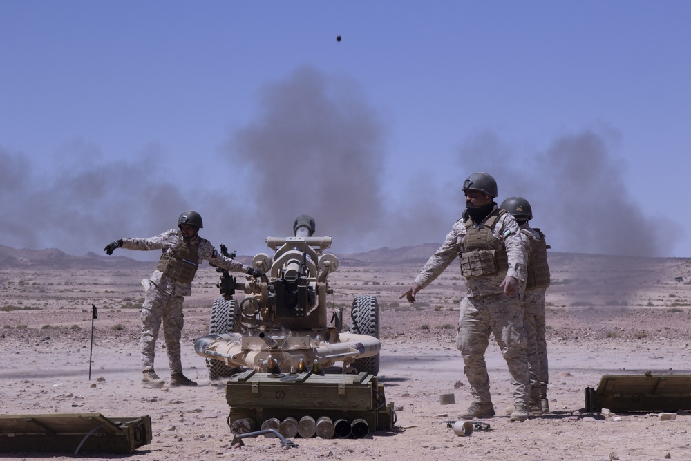 QRF Brigade Artillery Gun Crew Fire the M119A2 105mm Howitzer