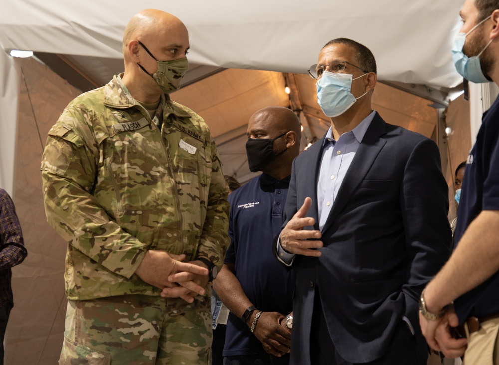 Congressman Brown visits service members assisting FEMA at the Greenbelt Metro CVC