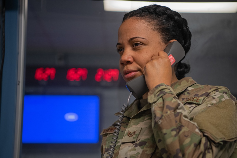 Staff Sgt. Lesley VanderWoude Answers the Phone at the 110th Wing