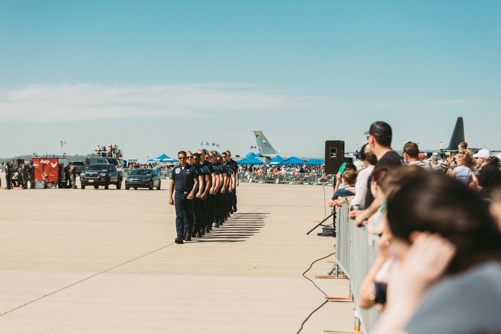 Civilians observe the U.S. Air Force Thunderbirds