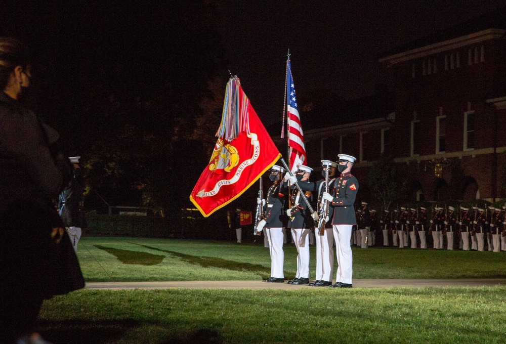 Marines conduct Friends and Family Friday Evening Parade