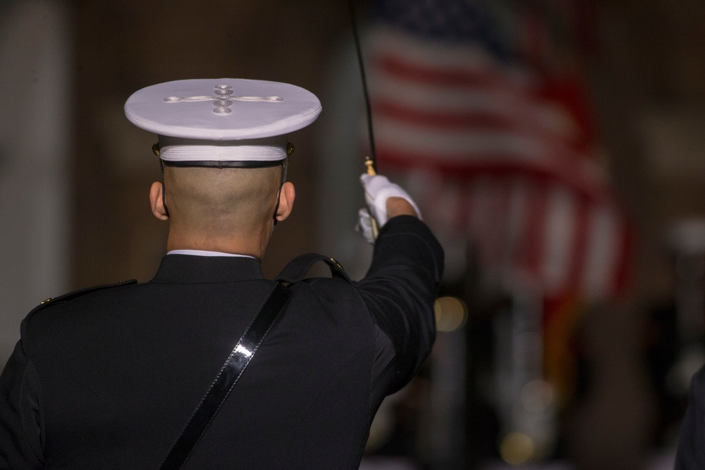 Marines conduct Friends and Family Friday Evening Parade