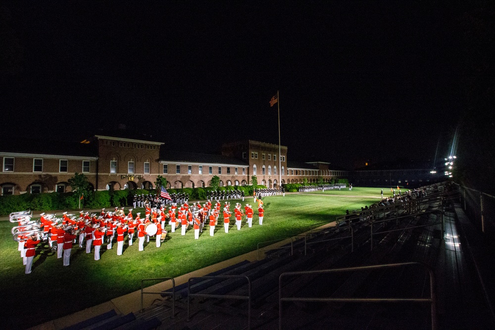 Marines conduct Friends and Family Friday Evening Parade