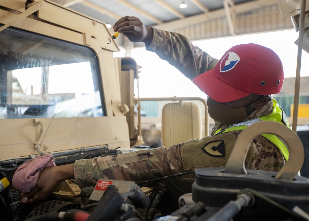 401st Army Field Support Brigade Motor Pool Maintenance Checks