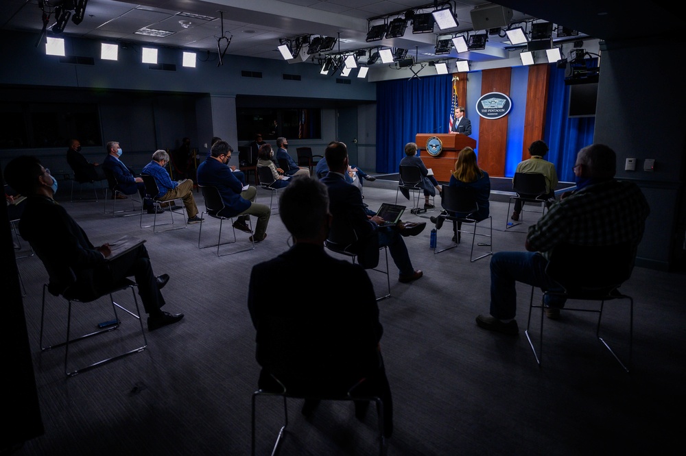 Pentagon Press Secretary John F. Kirby briefs the press