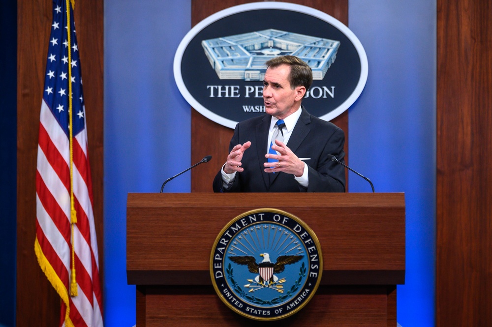 Pentagon Press Secretary John F. Kirby briefs the press