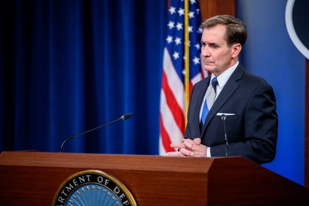 Pentagon Press Secretary John F. Kirby briefs the press