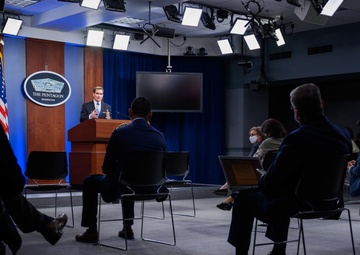 Pentagon Press Secretary John F. Kirby briefs the press