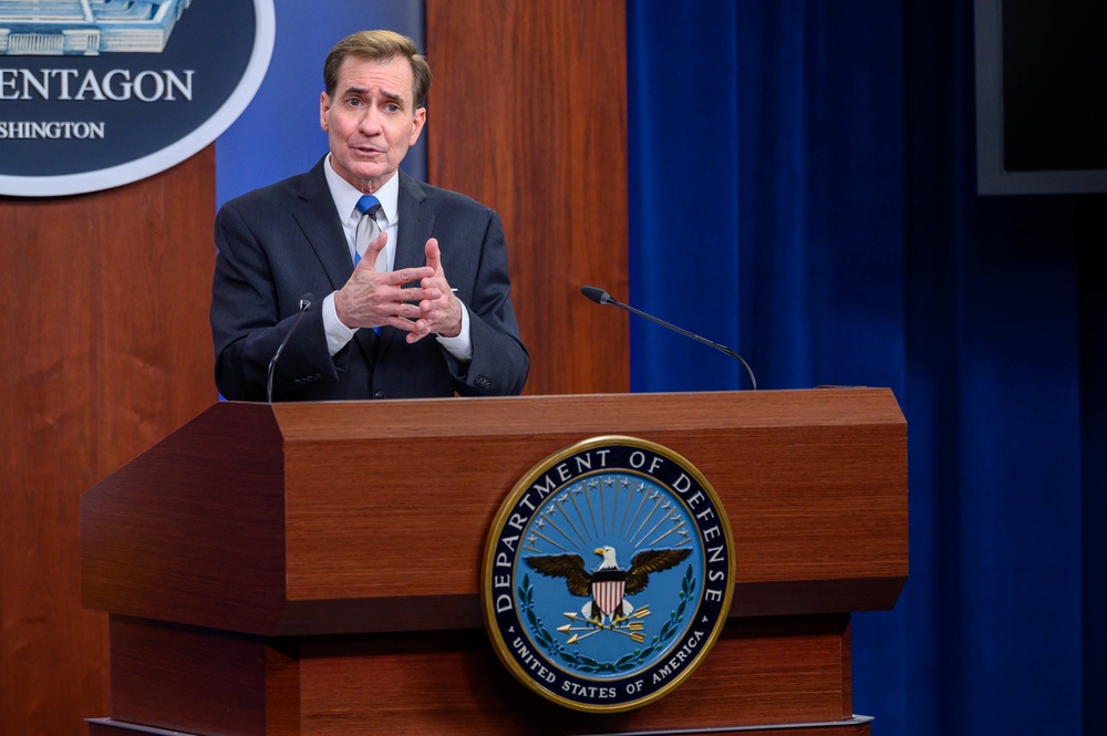 Pentagon Press Secretary John F. Kirby briefs the press