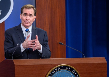 Pentagon Press Secretary John F. Kirby briefs the press