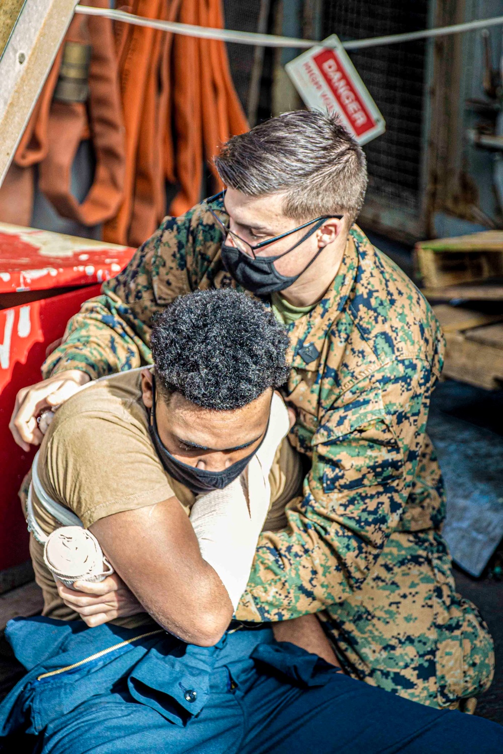 11th MEU Sailors conduct a mass casualty exercise on USS Pearl Harbor
