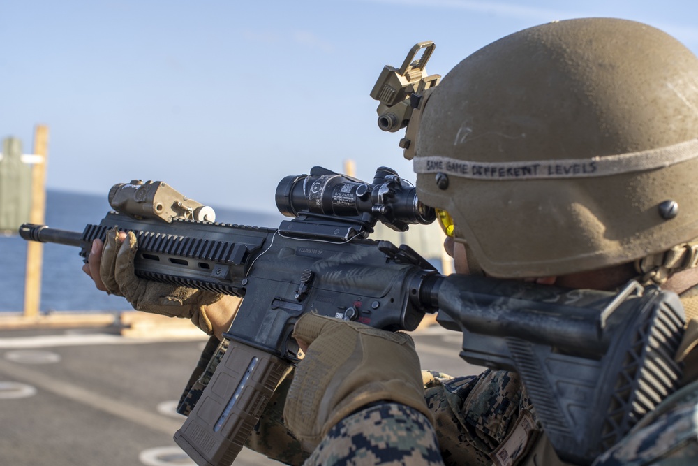 11th MEU Marines improve weapon proficiency aboard USS Pearl Harbor