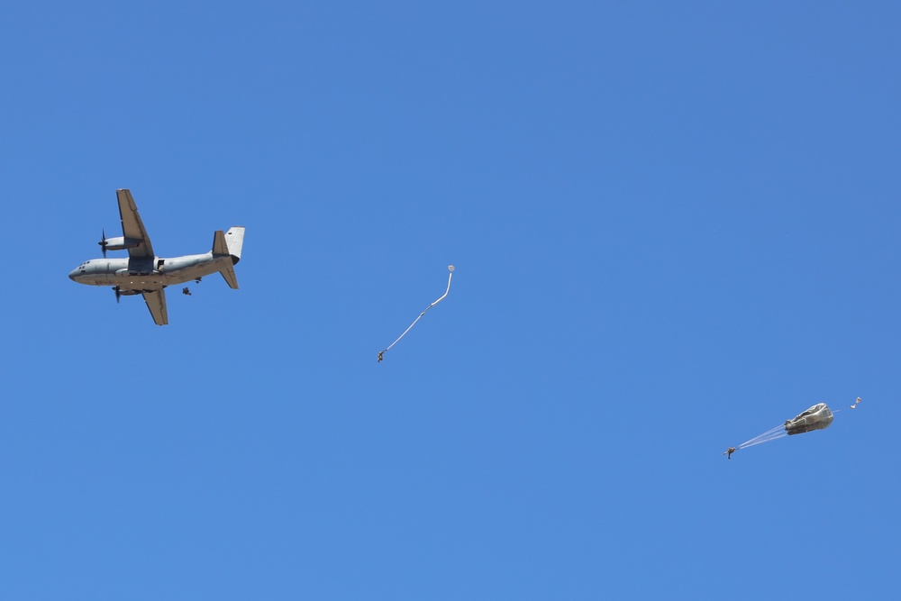 British Paratroopers Conduct Proficiency Jump with American Equipment