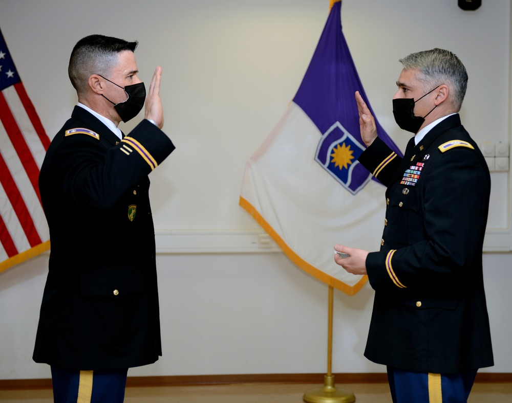 Army Reserve Officer promotes in Germany