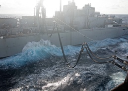 USS San Antonio Conducts Routine Replenishment-At-Sea in Atlantic Ocean