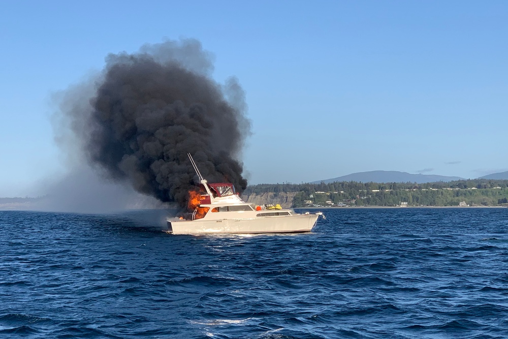 Coast Guard rescues 3 from boat fire near Port Angeles, WA