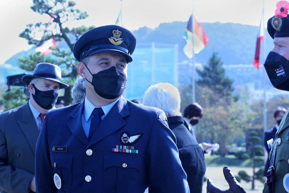 Wing Commander Dion Peat of the Royal New Zealand Air Force at the Turn Toward Busan memorial event