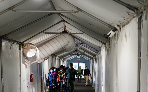 Soft sided facilities in use in Donna, Texas