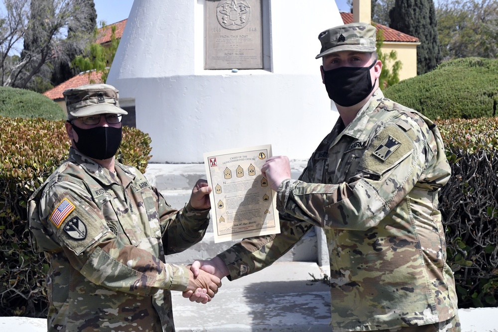 Newly Promoted 647th Regional Support Group (Forward) NCOs Inducted into NCO Corps