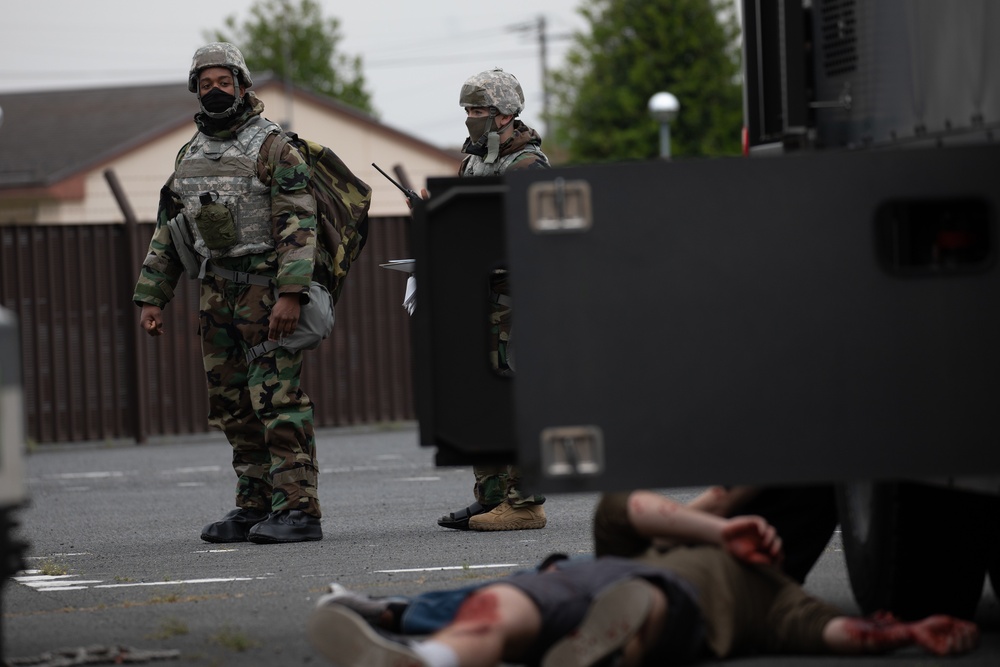 The 374 LRS and Medics conduct mass casuality exercise during SRI