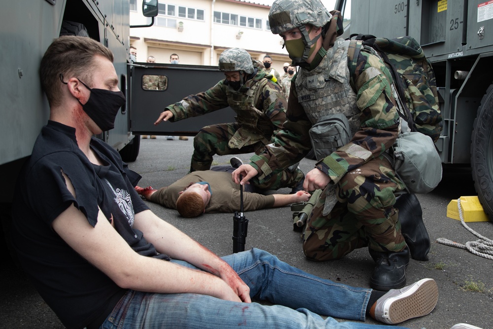 The 374 LRS and Medics conduct mass casuality exercise during SRI