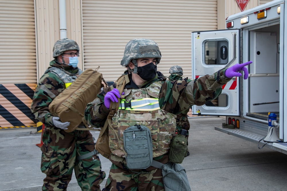 The 374 LRS and Medics conduct mass casuality exercise during SRI
