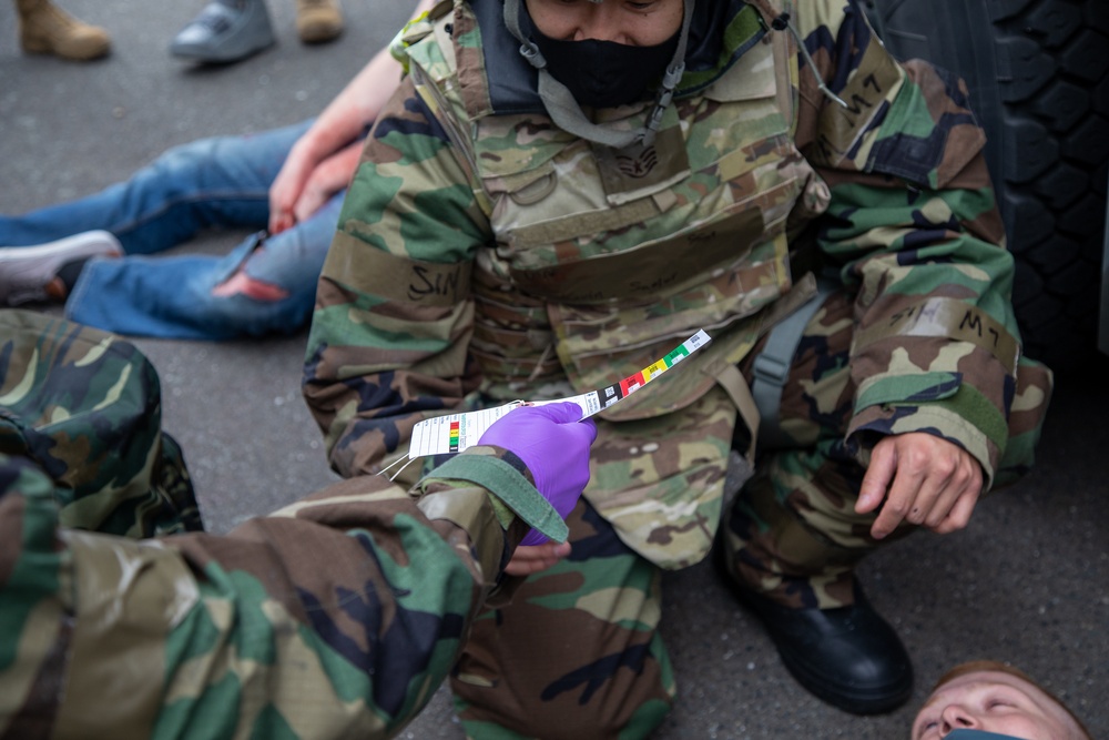 The 374 LRS and Medics conduct mass casuality exercise during SRI